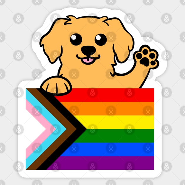 Love is love Puppy - Golden Sticker by LittleGreenHat